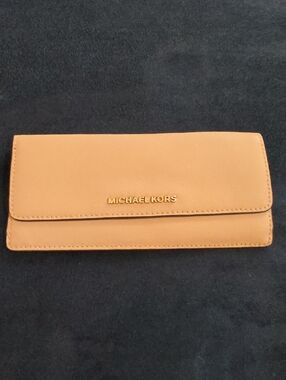 Michael Kors Tan Continental Clutch Wallet with Gold Logo